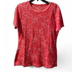 Columbia Women's Red Floral Thermal Knit Short Sleeve Top Size Medium